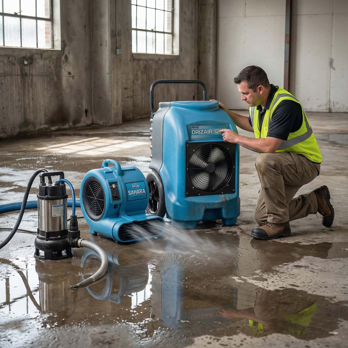 Professional building drying equipment for flood and water damage restoration contractors